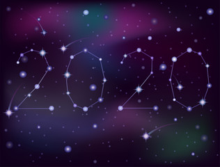 Obraz na płótnie Canvas Happy new 2020 year constellation background, vector illustration