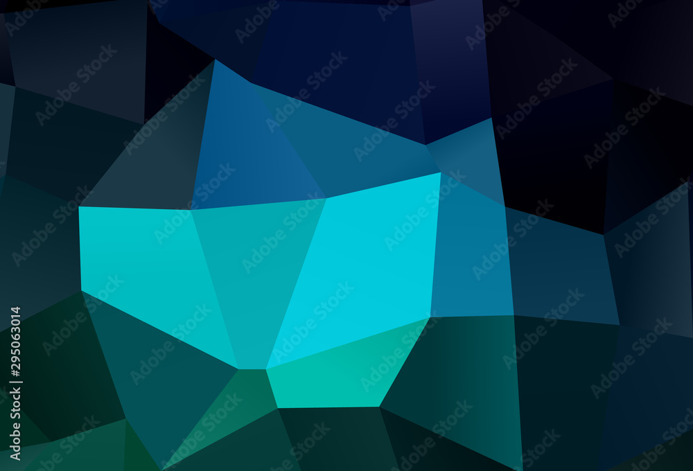 Poster dark blue, green vector pattern in square style.