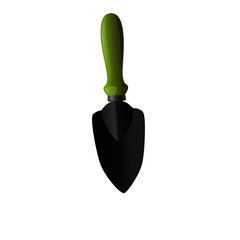 Trowel with Green Handle for Gardening - Vector Image