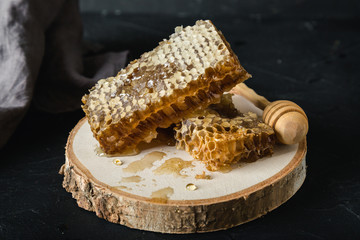 Bee honeycombs, honey in bee honeycombs