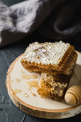 Bee honeycombs, honey in bee honeycombs