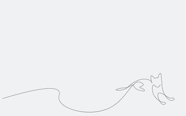 Cat silhouette  line drawing on white background, vector illustration