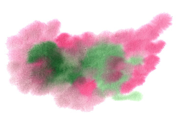 Watercolor abstract tropical spots, shapes, textures on white background