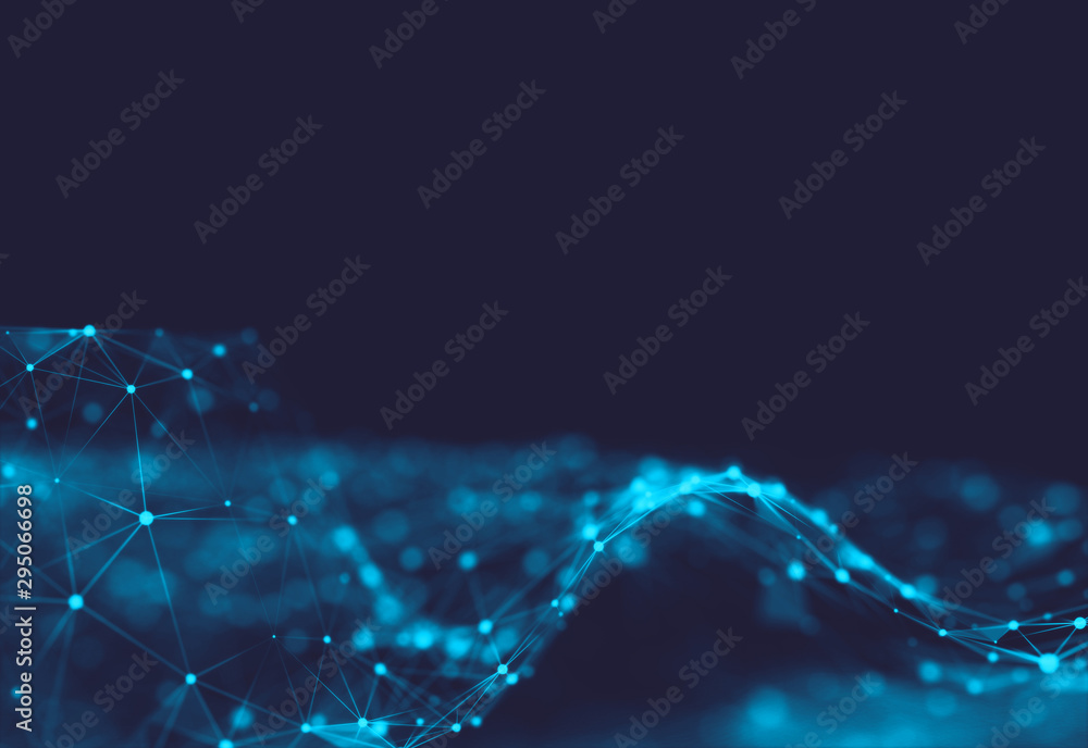 Poster abstract polygonal space low poly dark background with connecting dots and lines. connection structu