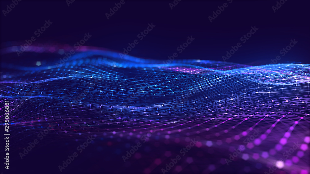 Poster abstract polygonal space low poly dark background with connecting dots and lines. connection structu