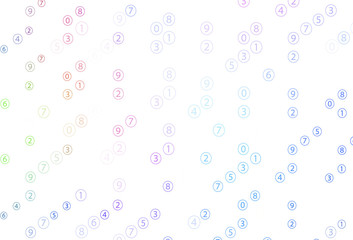 Light Blue, Red vector background with signs of numerals.