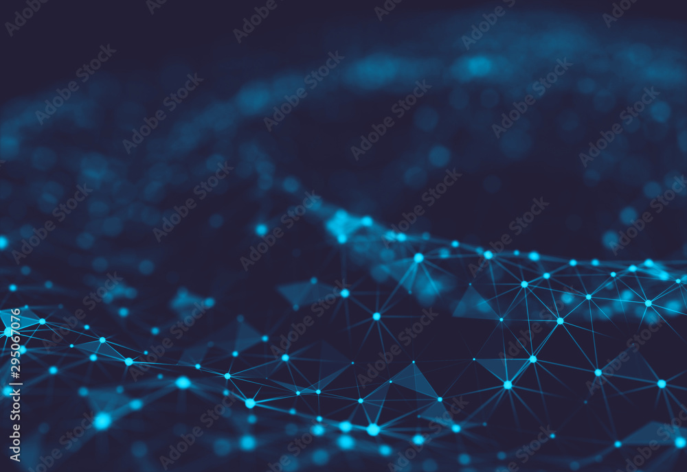 Aufkleber abstract polygonal space low poly dark background with connecting dots and lines. connection structu