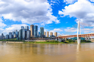 Daytime architectural landscape and skyline in Chongqing