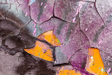 Strong surface structure with rest of paint on concrete wall for abstract backgrounds.