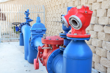 Fototapeta na wymiar red blue pipe pipes industry