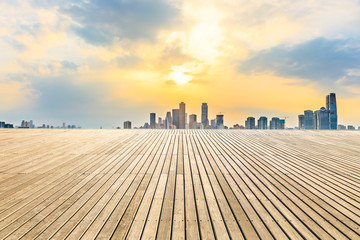 Square platform and urban architectural landscape skyline in Chongqing