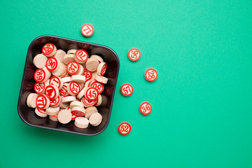 bingo numbers flat lay top view