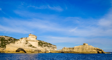 coastline and old town of bonifacio on corsica