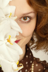 Obraz na płótnie Canvas face with orchids