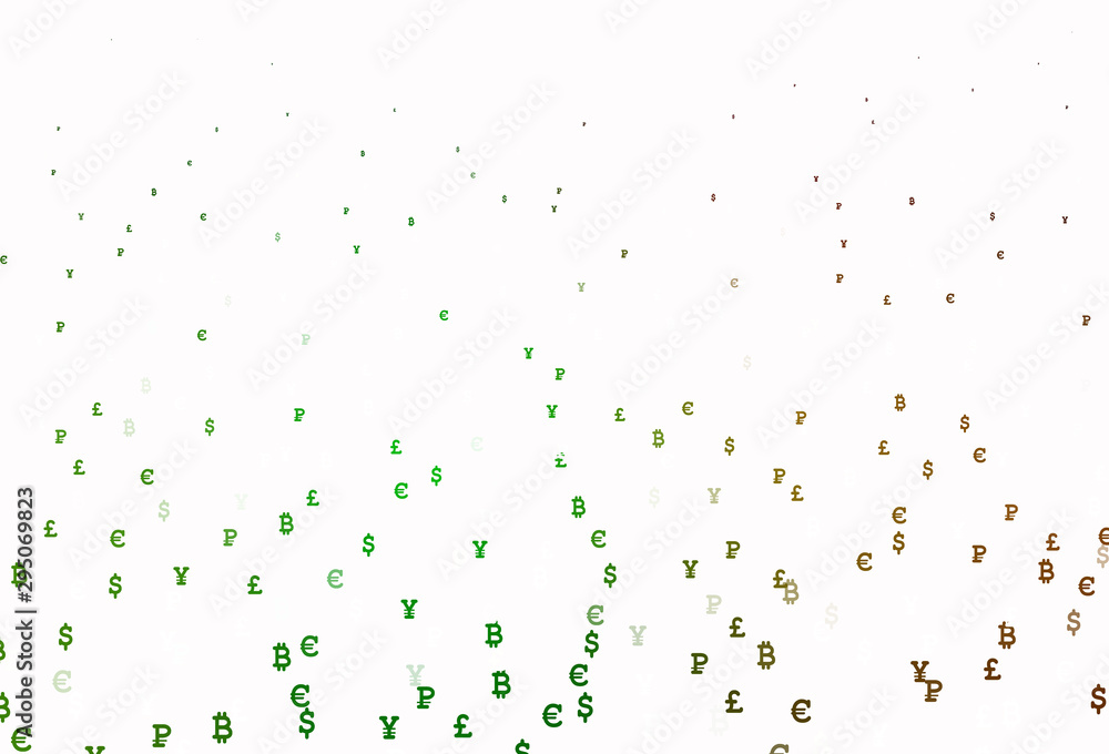 Poster light green, red vector pattern with symbols of currency.
