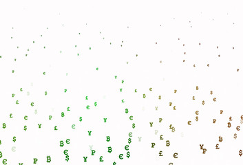 Light Green, Red vector pattern with symbols of currency.