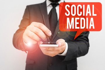 Word writing text Social Media. Business photo showcasing collective of online communications channels or networking