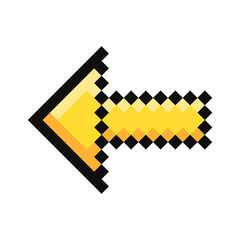 Yellow arrow. Pixel art. Retro game style