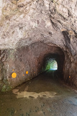 羽山渓のトンネル内部　Inside the rock-pierced tunnel at Hayama valley in Nariwa town, Takahashi city, Okayama pref. Japan.