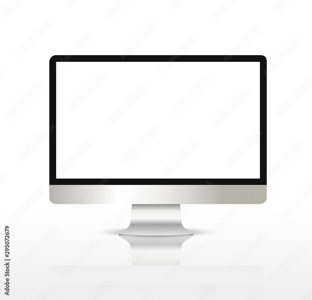 Poster realistic computer or pc monitor isolated on background. vector mockup.