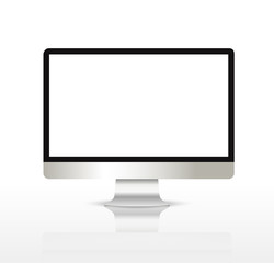 Realistic computer or Pc monitor isolated on background. Vector mockup.