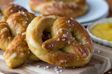 Homemade baked pretzels.