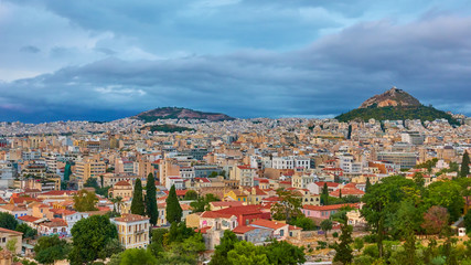 Fototapeta na wymiar Athens city at twilight