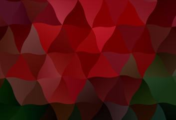 Dark Green, Red vector shining triangular layout.