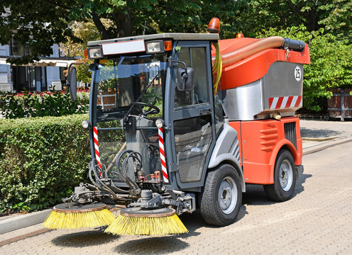 Street cleaner machinery on the road