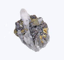Quartz crystals,zinc blend and beautiful Chalcopyrite