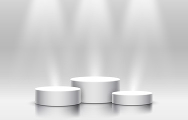 White winners podium for business concepts, Podium set object.