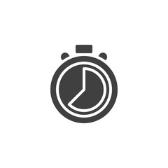 Stopwatch timer vector icon. filled flat sign for mobile concept and web design. Deadline time glyph icon. Symbol, logo illustration. Vector graphics