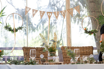 Wedding table with flower decoration 