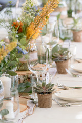 flower decoration on wedding table 