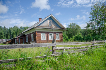 wooden house in the village