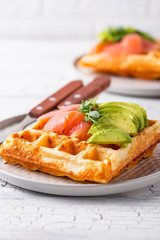Keto cheese waffle with avocado