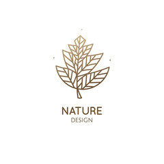 Abstract tropic plant minimal logo. Outline emblem
