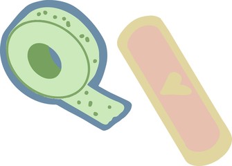 Medical plaster. Medical plasters isolated on white background, wound plasterer or bandaged patch, vector adhesive health care object