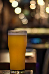 Craft beer for adult on counter bar. 