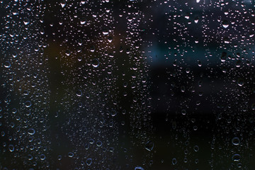 raindrops on the window glass close-up