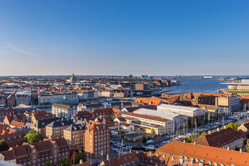 Fototapeta na wymiar Panorama of Aerial View of Copenhagen in Summer, Denmark, Europe