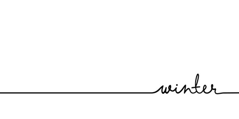 Winter - continuous one black line with word. Minimalistic drawing of phrase illustration