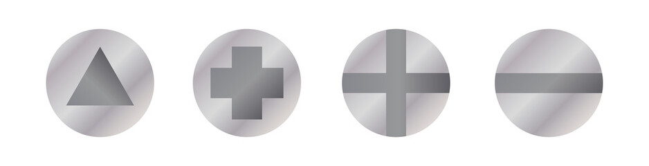 Metal bolt heads. Set