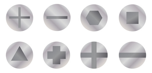 Metal bolt heads. Set
