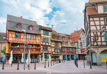 Fototapeta premium STRASBOURG, FRANCE - June 17, 2017 : Street view of ancient buildings at Strasbourg, Alsace, France