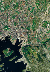 High resolution Satellite image of Oslo, Norway (Isolated imagery of Norway. Elements of this image...