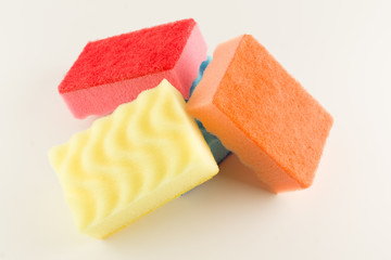 foam rubber sponges isolated on a white background for washing dishes