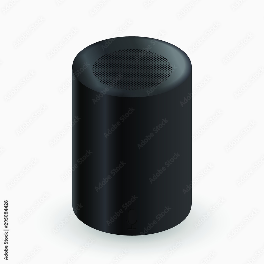 Poster voice assistant vector icon - personal online assistant, smart home digital control device with soun