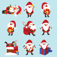 Collection of Christmas elves isolated on white background. funny and joyful santa helper sending holiday gift and decoration christmas tree .vector illustration.