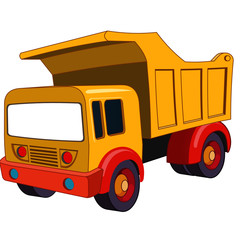 Yellow and Red Truck with Big Wheels - Cartoon Vector Image